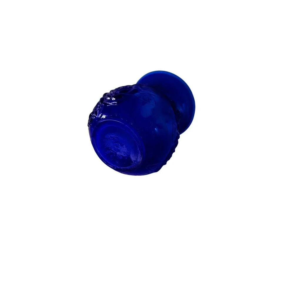 Vintage Cobalt Blue Glass Vase, Rose Design Decor